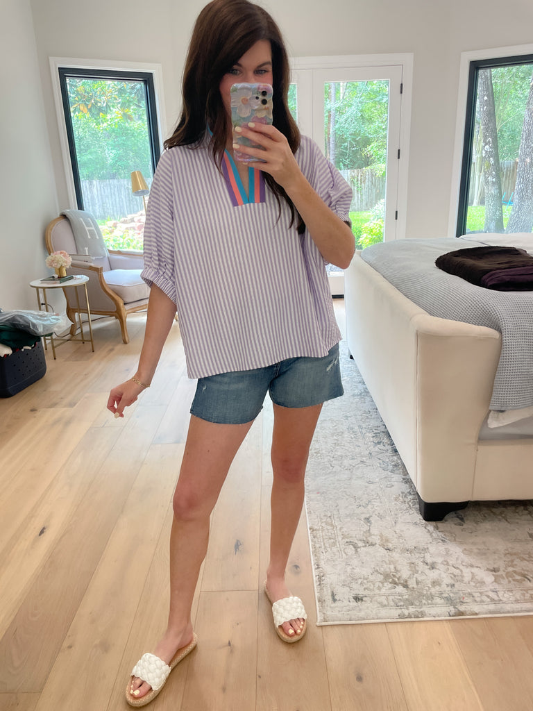 Ocean Escape Striped Top in Lavender