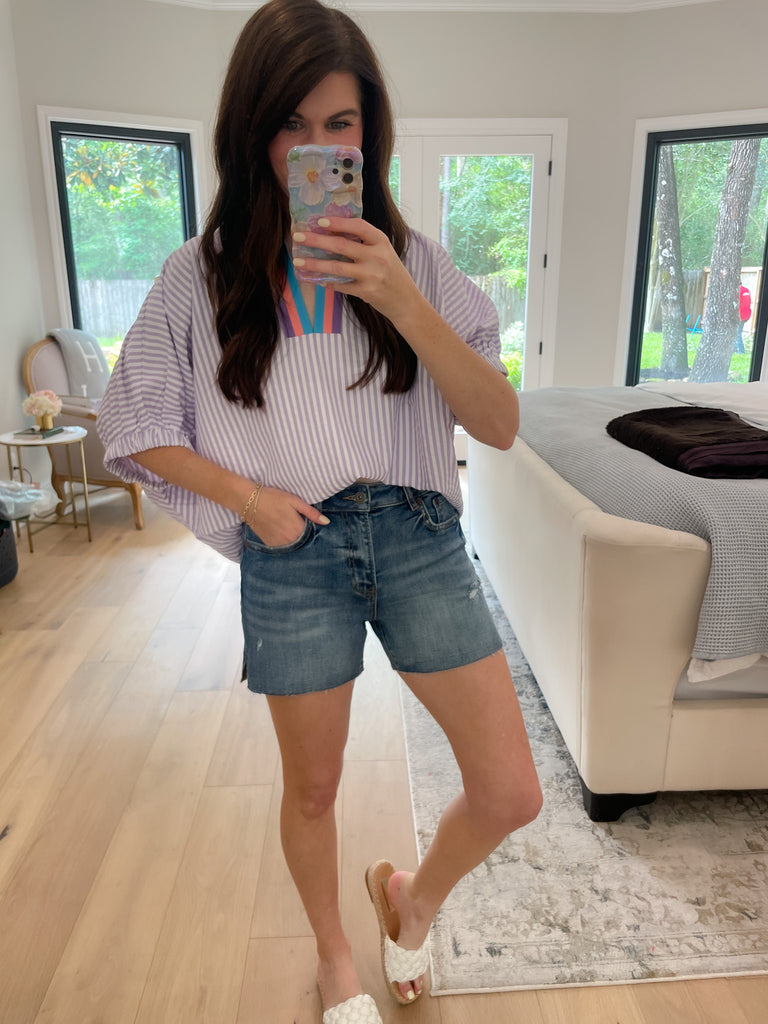 Ocean Escape Striped Top in Lavender