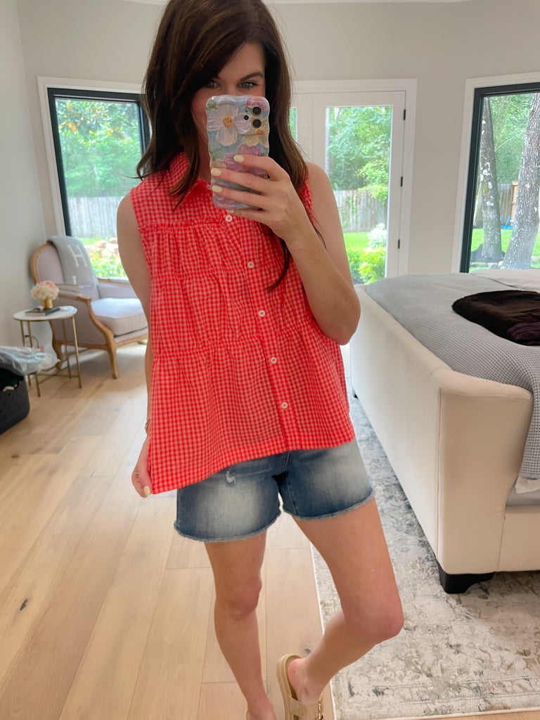Summer Daydream Gingham Tiered Tank