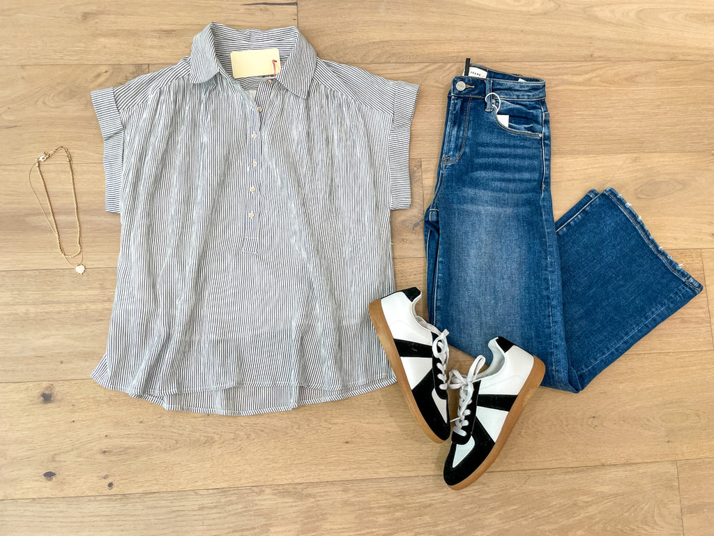 Sweetly Striped Top in White