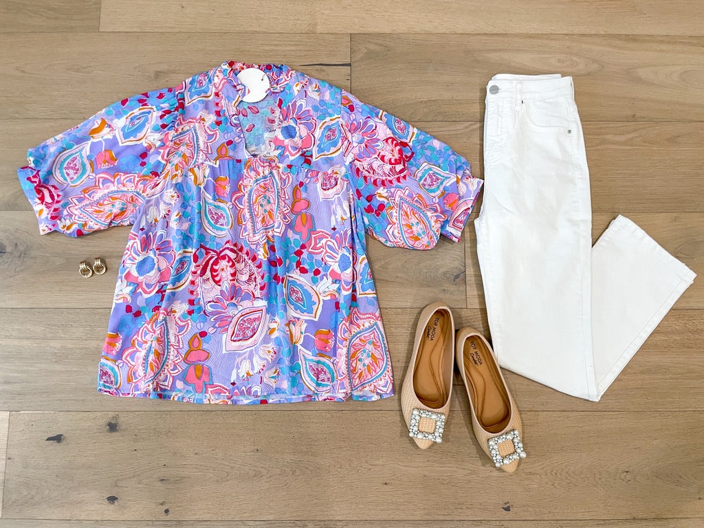 Breath of Fresh Air Top in Lavender Mix