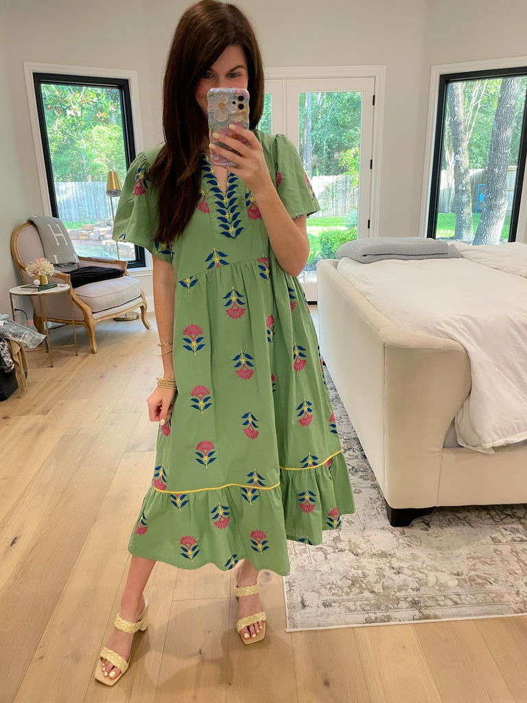 Daydream Delight Midi Dress in Sage