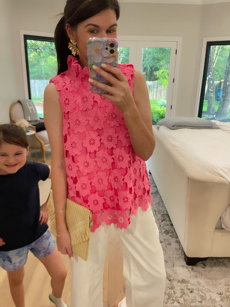 Tale as Old as Time Lace Tank in Pink