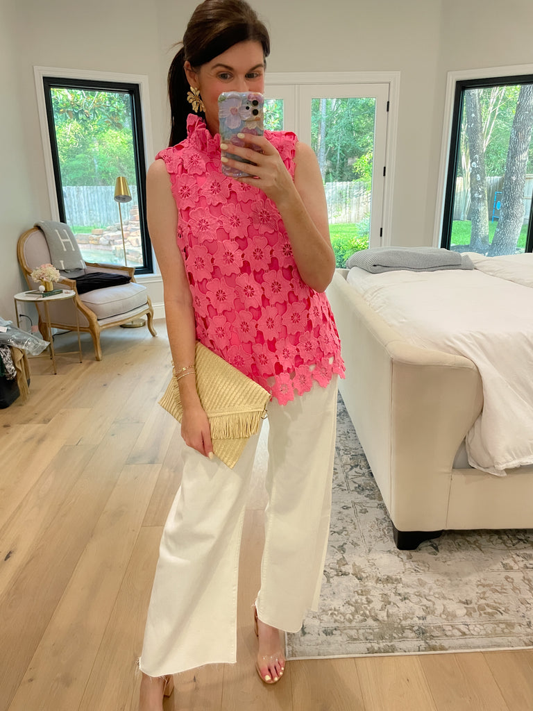 Tale as Old as Time Lace Tank in Pink