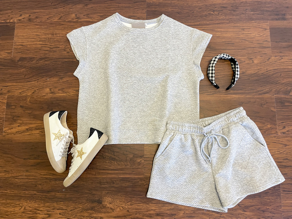 Call My Jet Textured Shorts in Heather Gray