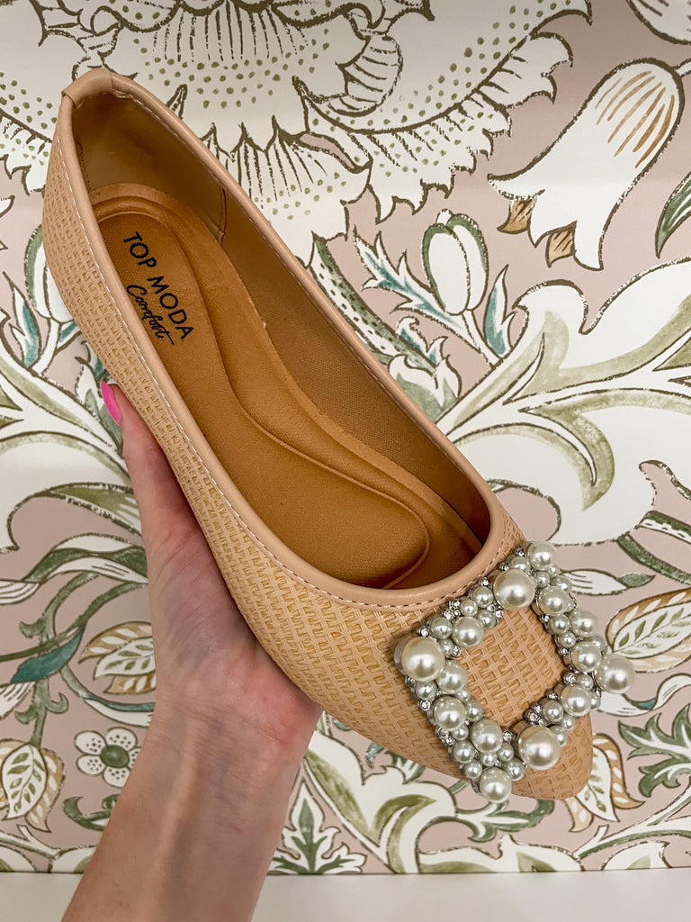 Hera Pearl Buckle Flats