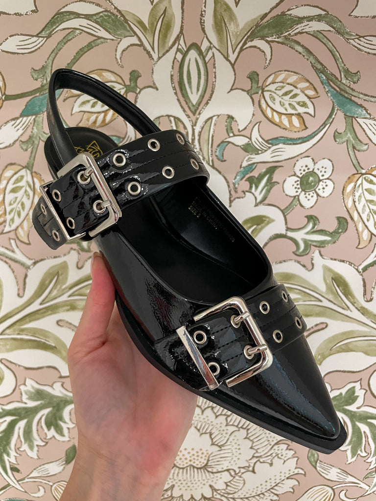 Samantha Slingback Grommet Flats in Black