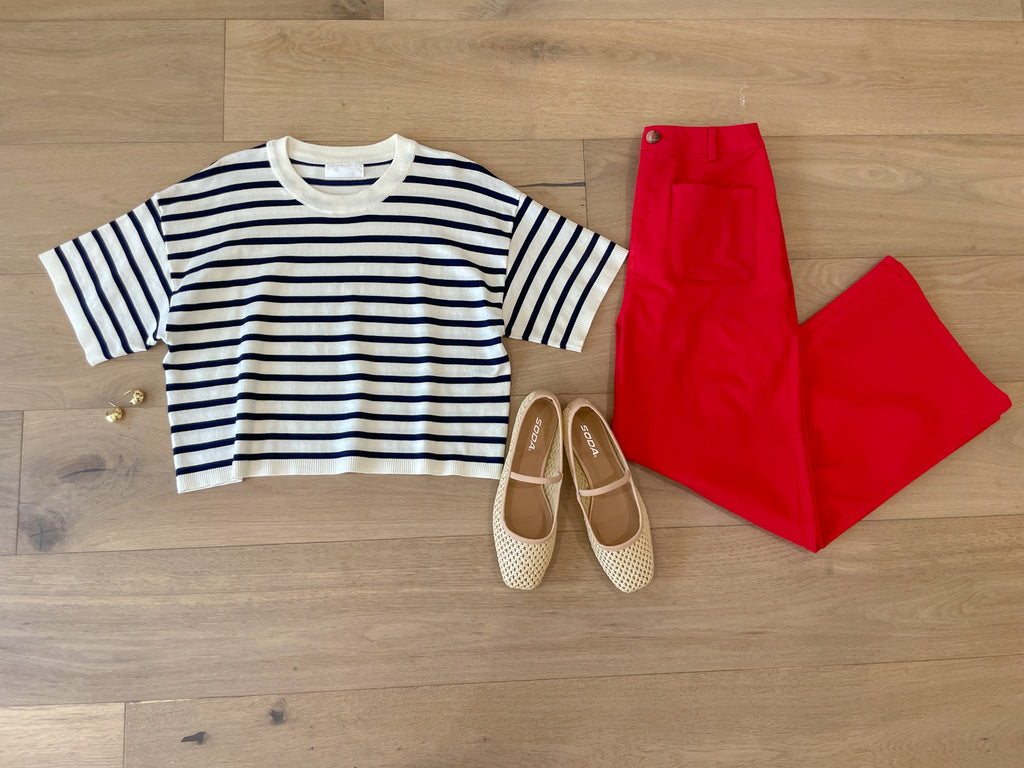 Running on Sunshine Cropped Knit Top in Navy