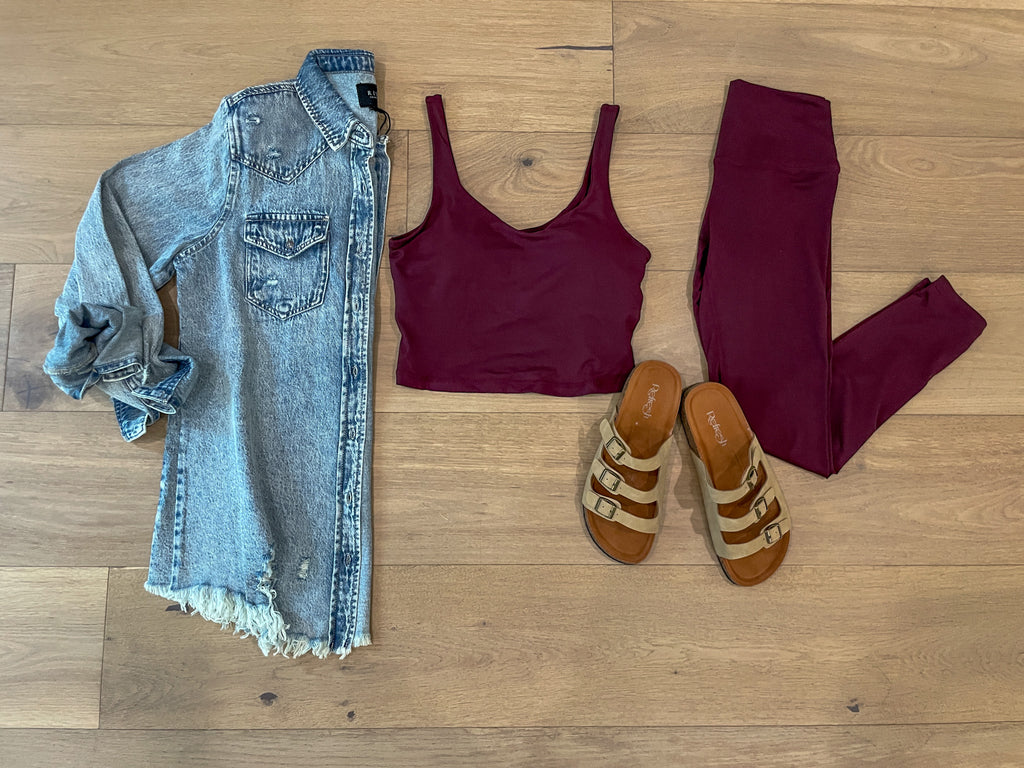 *BELLES & DOORBUSTER* Cardio and Coffee Butter Set in Burgundy *Final Sale*