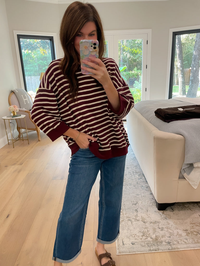 Weekender Knit Pullover in Burgundy