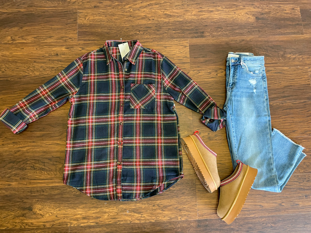 Avril Navy Plaid Button Down