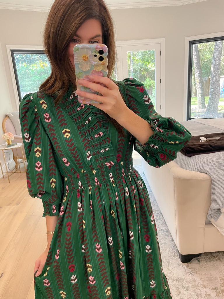 Ever After Midi Dress in Hunter Green