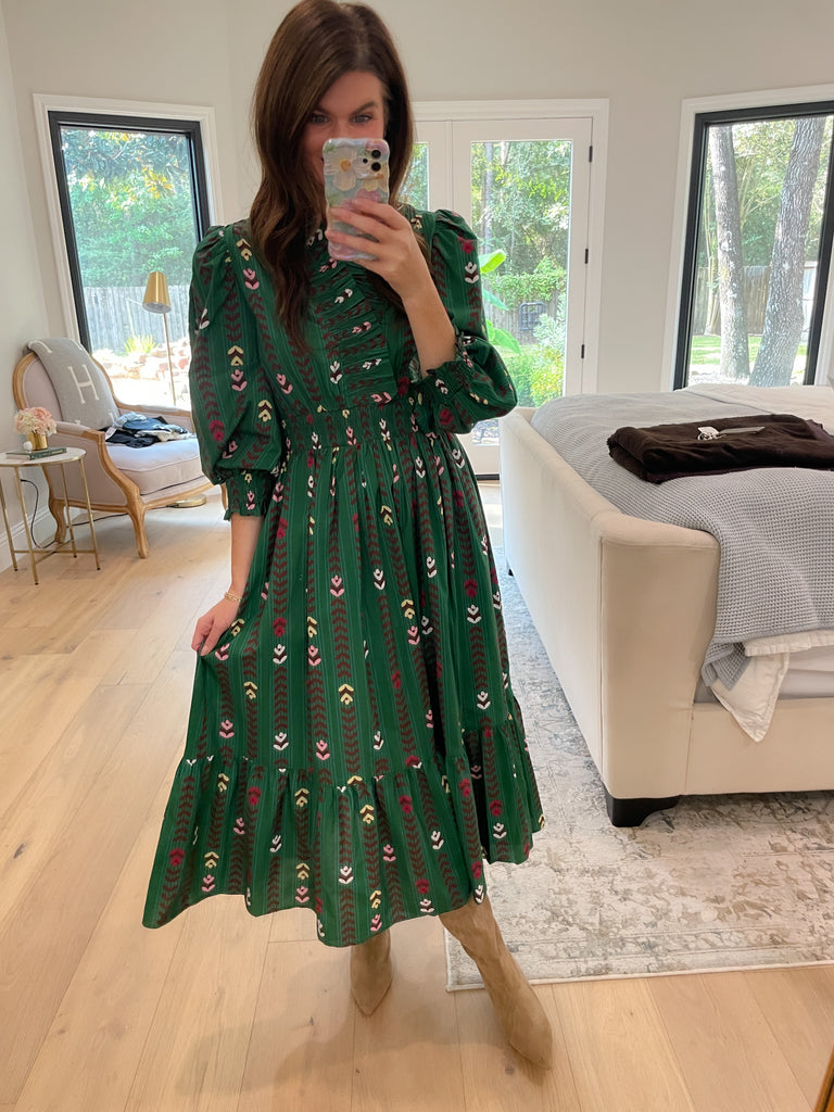 Ever After Midi Dress in Hunter Green