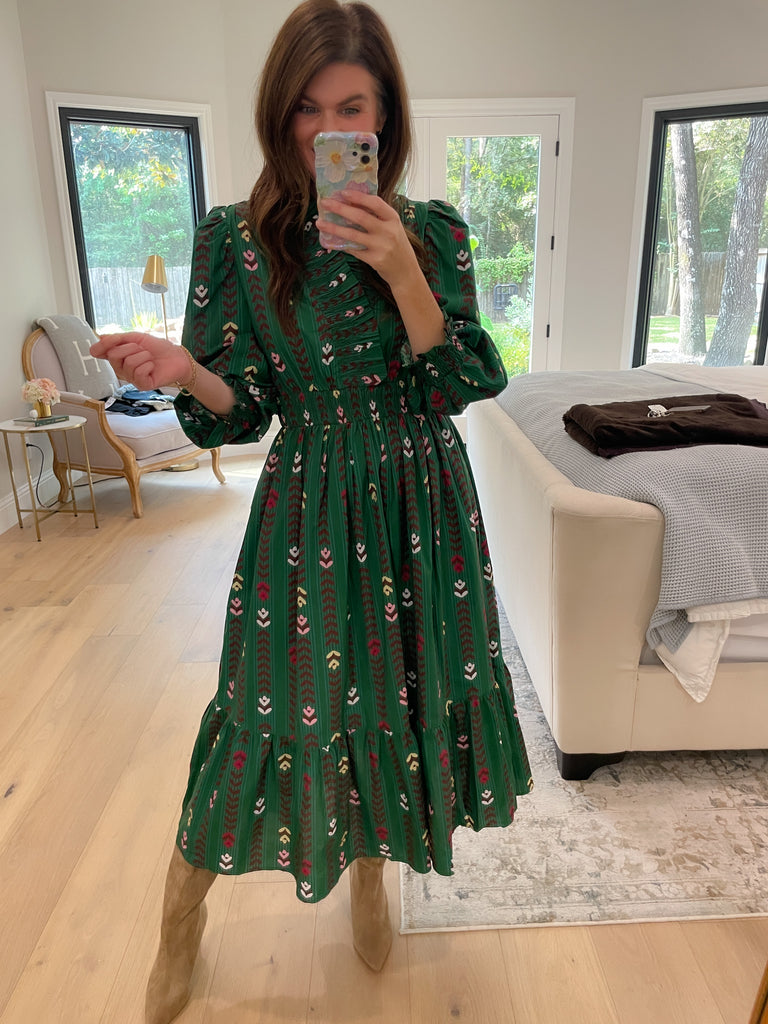 Ever After Midi Dress in Hunter Green