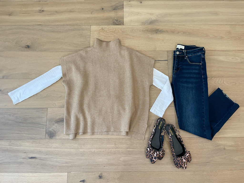 Brooks Poncho Sweater in Taupe