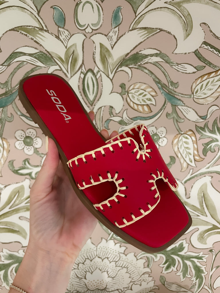 Finity H-Strap Sandals in Red