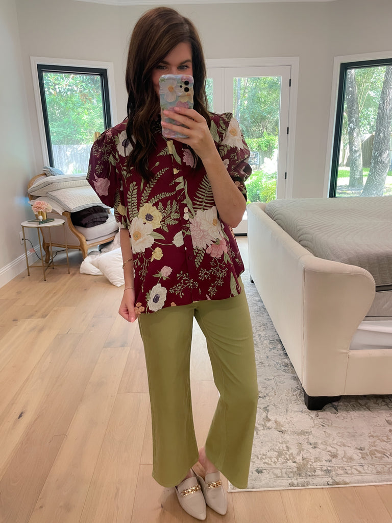 Petal and Fern Top in Merlot