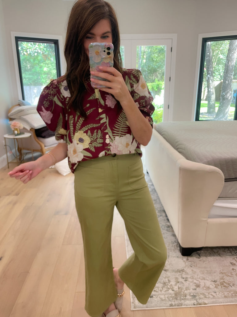 Petal and Fern Top in Merlot