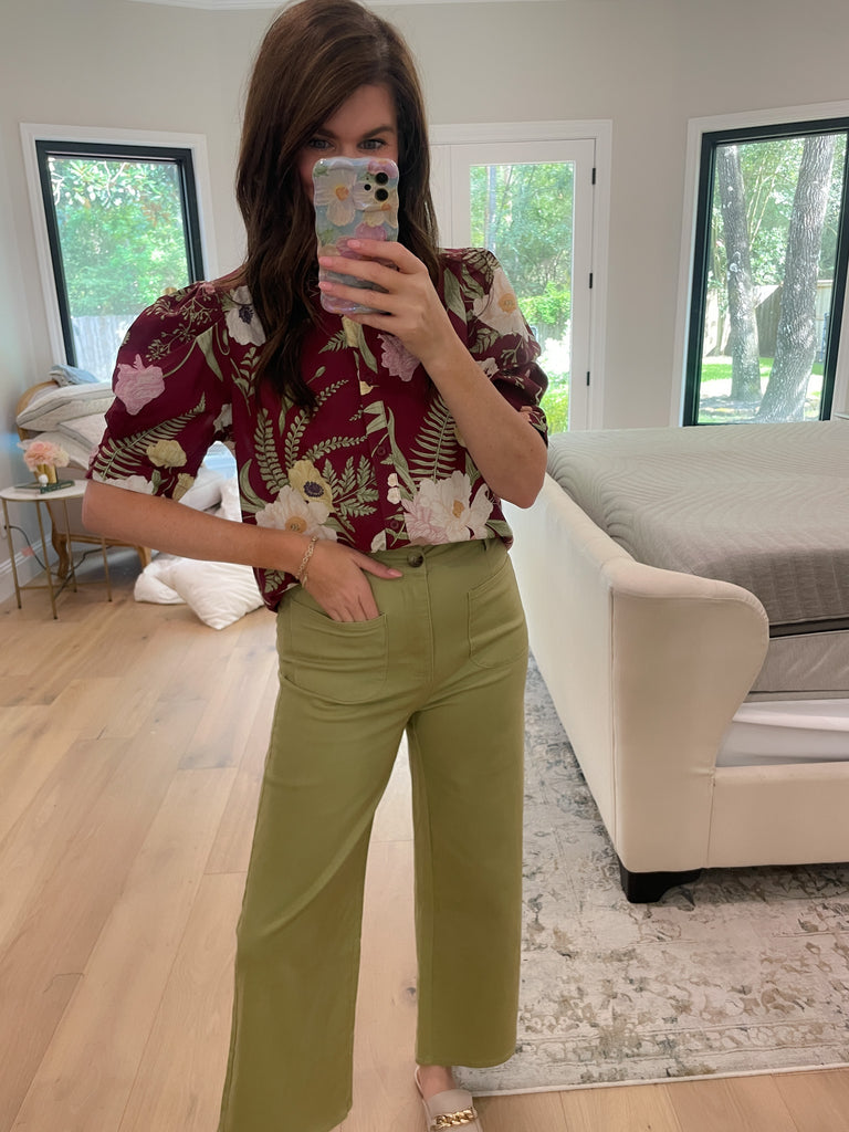 Petal and Fern Top in Merlot