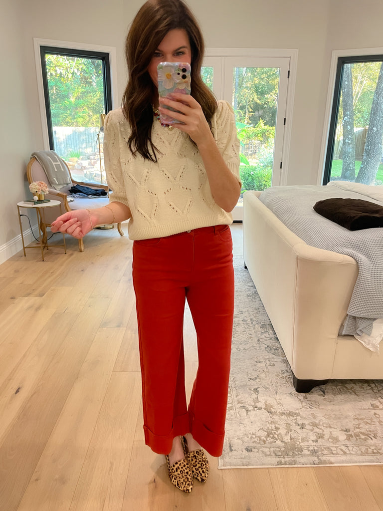 Camden Cuffed Jeans in Rust