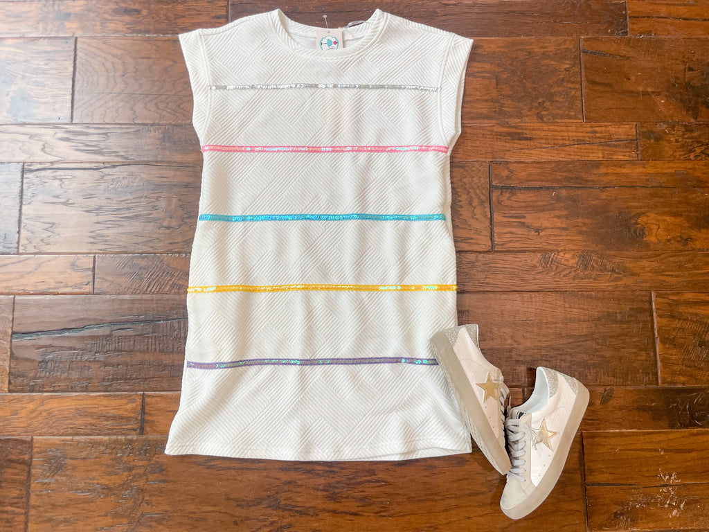 SALE! Keep Things Fun Quilted Dress in White *Final Sale*