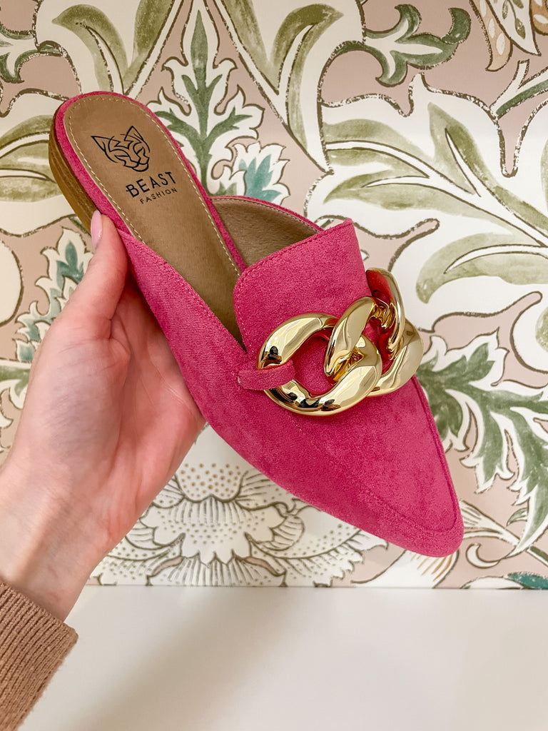 Fleur Mules in Fuchsia