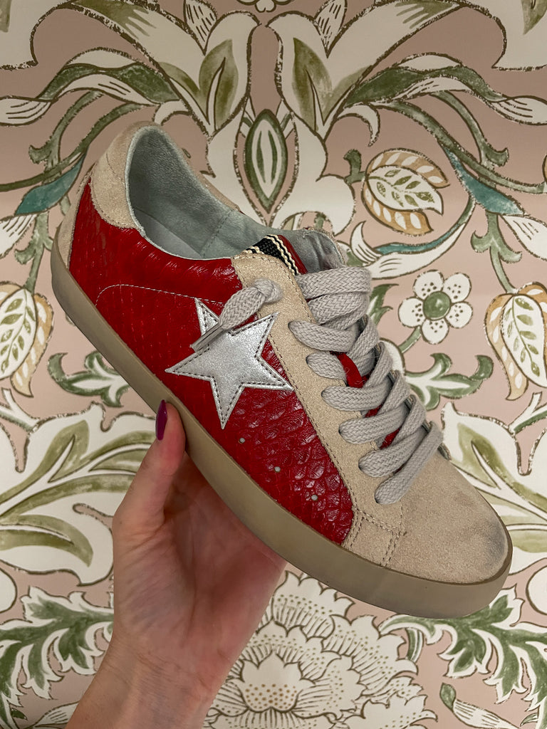 Shu Shop Paula Sneakers in Dark Red Snake