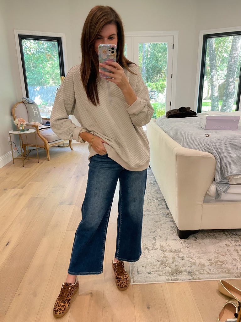 Cozy Mindset 1/4 Zip Pullover in Beige