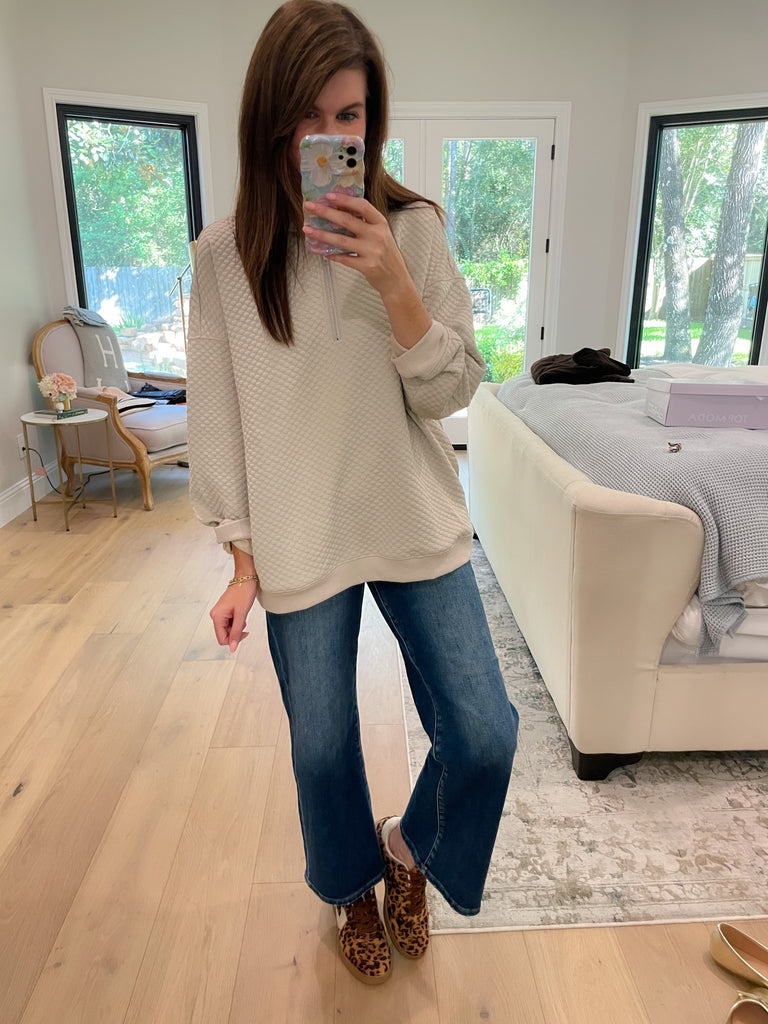 Cozy Mindset 1/4 Zip Pullover in Beige