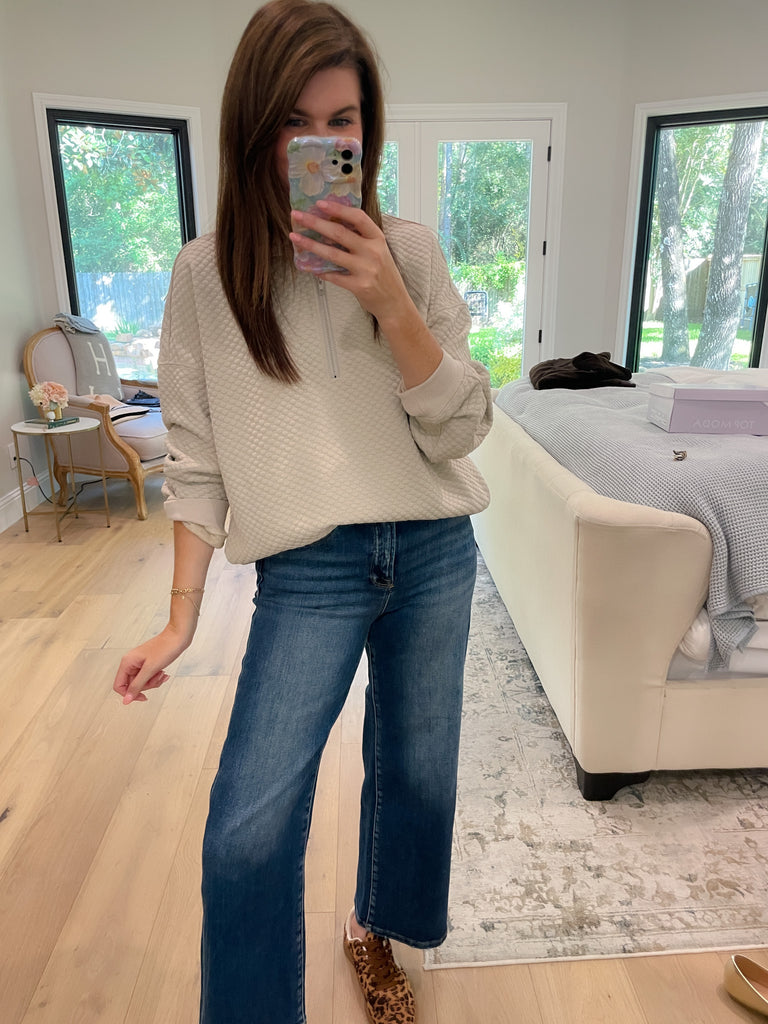 Cozy Mindset 1/4 Zip Pullover in Beige