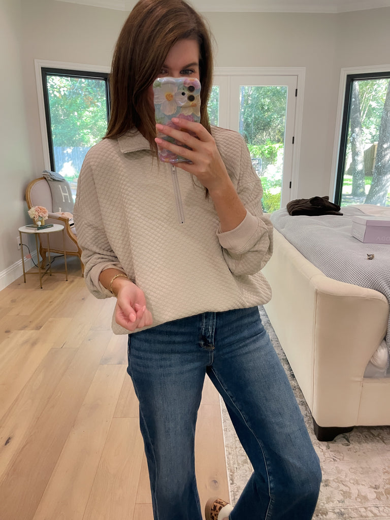 Cozy Mindset 1/4 Zip Pullover in Beige