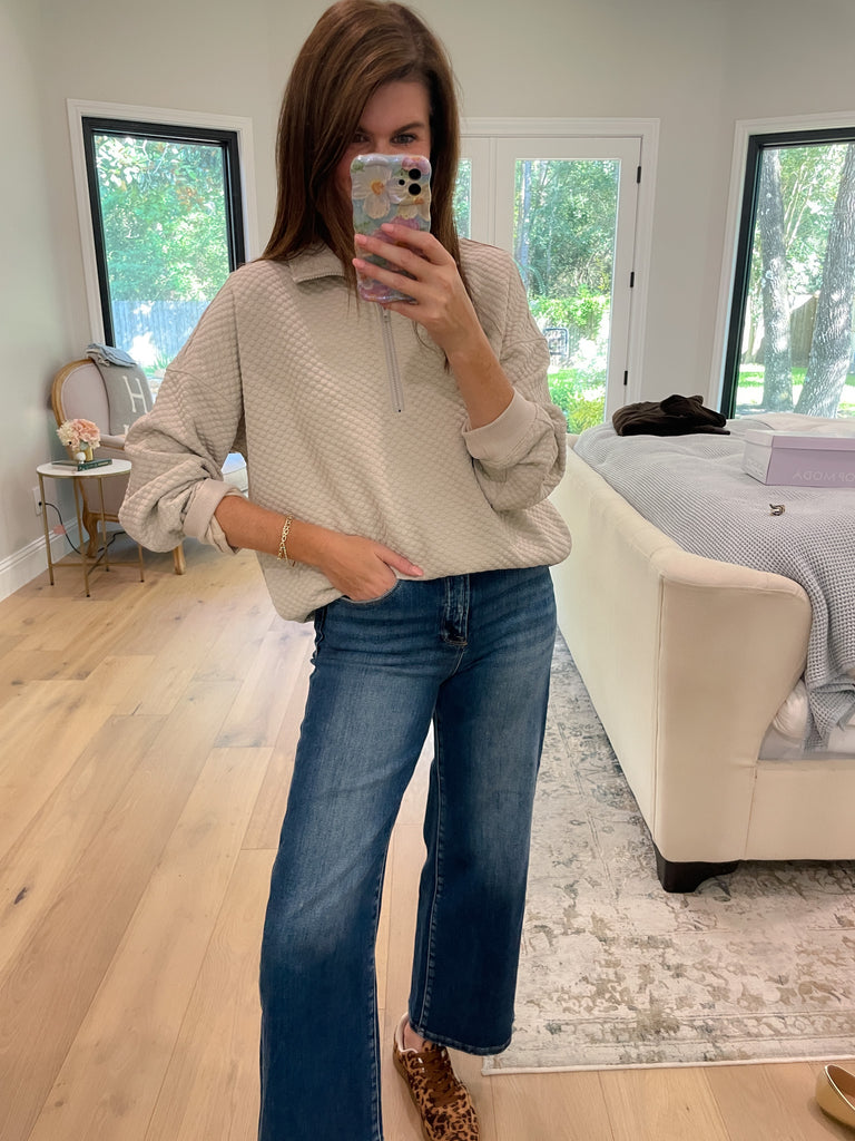 Cozy Mindset 1/4 Zip Pullover in Beige