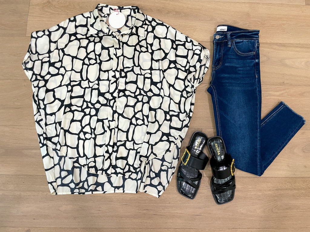 Just the Beginning Button Down Top