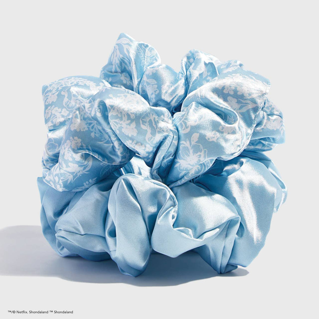 Kitsch x Bridgerton Satin Pillow Scrunchies / Toile De Blue *Final Sale*