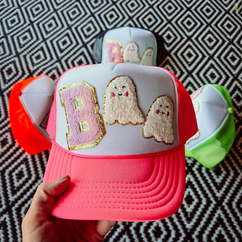 SALE! BOO Chenille Trucker Caps in Multiple Colors *Final Sale*