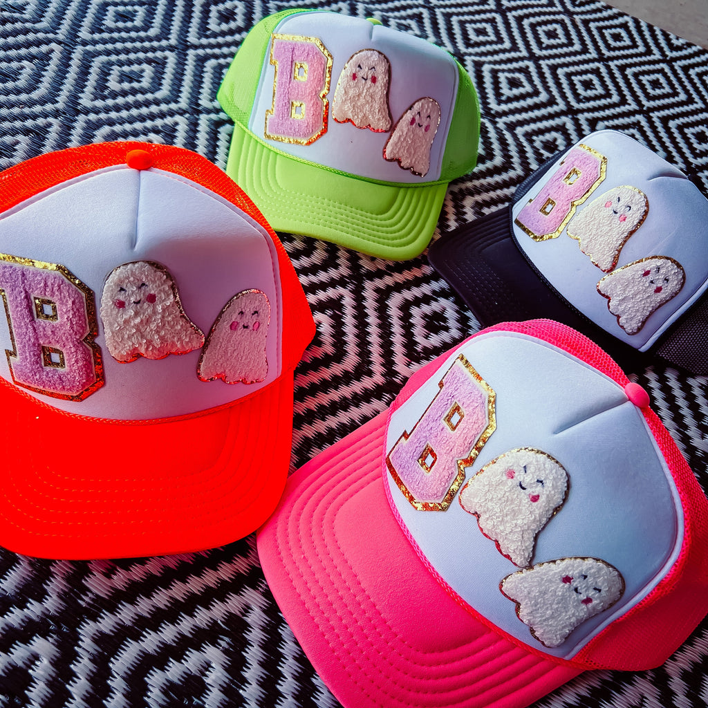SALE! BOO Chenille Trucker Caps in Multiple Colors *Final Sale*