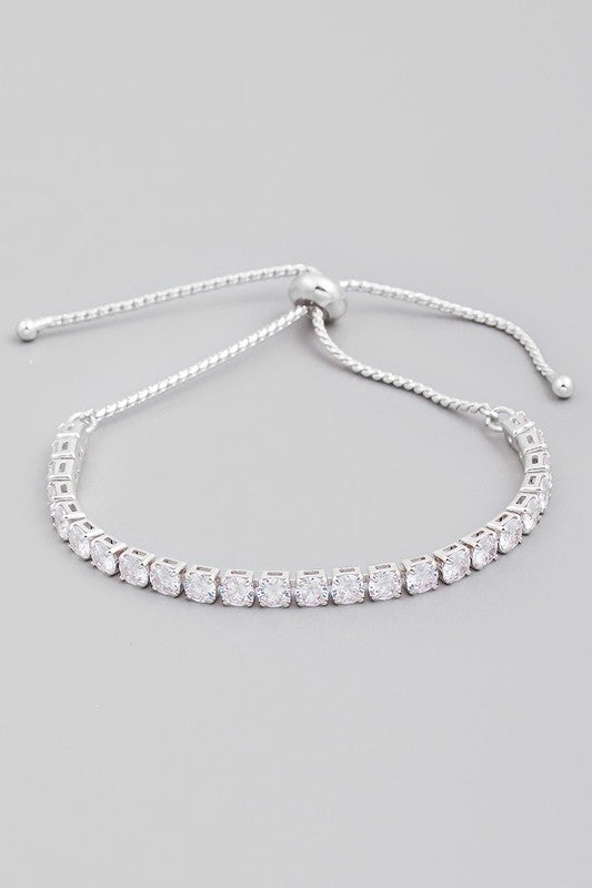 Pave Rhinestone Adjustable Bracelet in Silver *Final Sale*