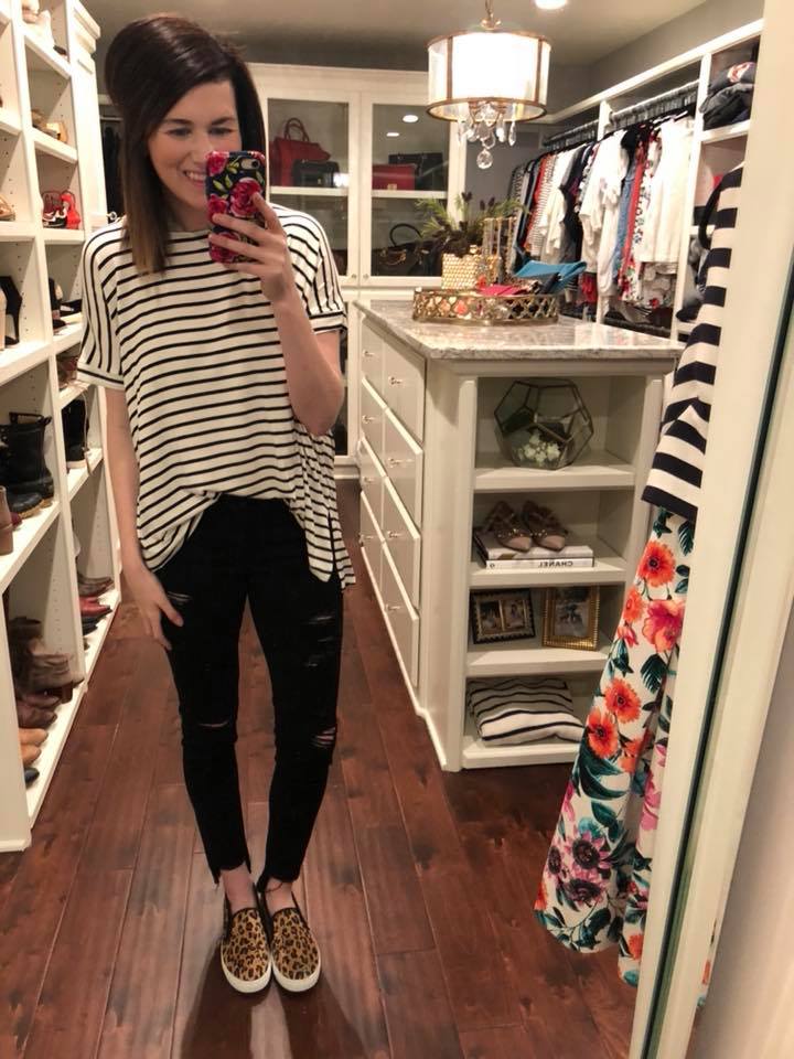 Tara Distressed Black Step Hem Jeans