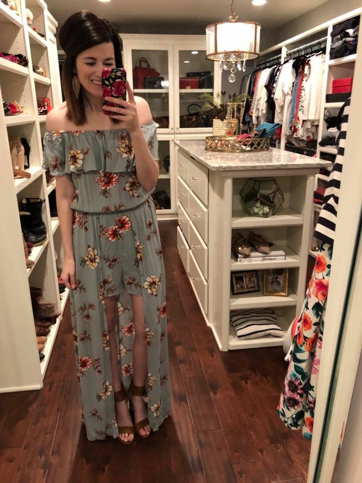 Dirt Road Dreamer Maxi Romper Dress in Sage