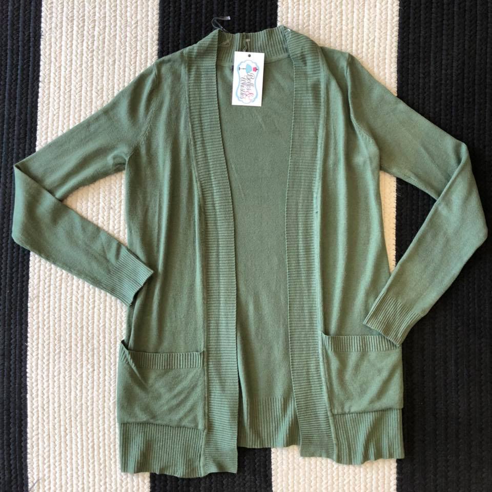 Basic Basic Ribbed Cardigan in Plum and Green