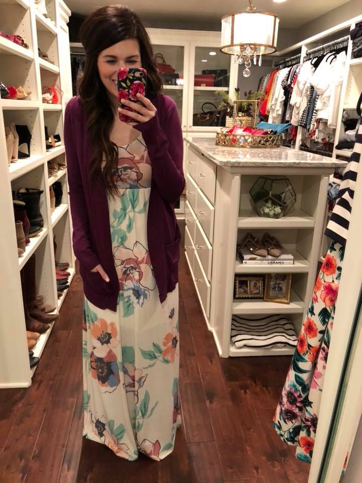 Basic Basic Ribbed Cardigan in Plum and Green