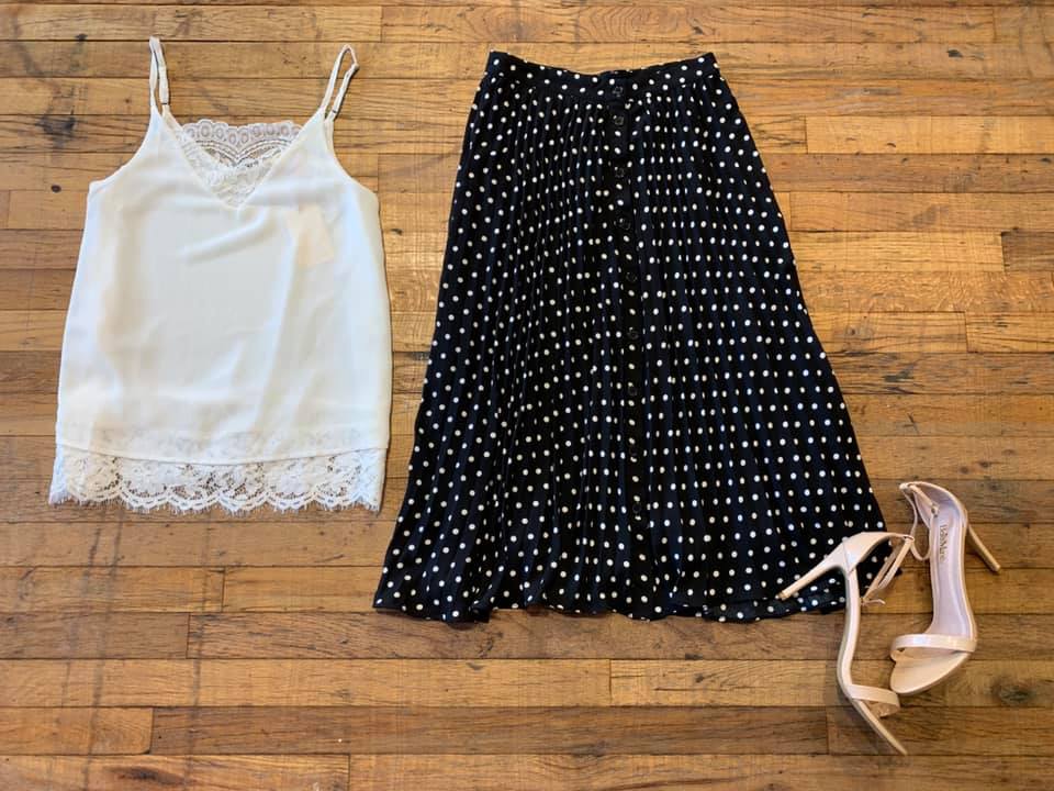 Piper Polka Dot Skirt in Black