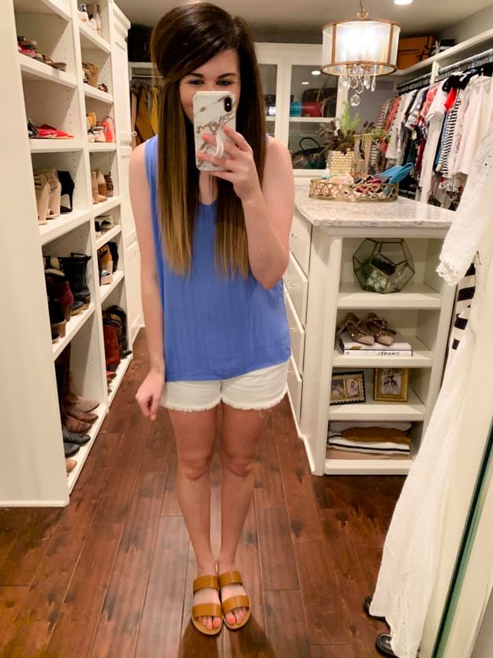 SALE! *BELLES & STEALS* Jill Criss Cross Tank in Blue and Green *Final Sale*