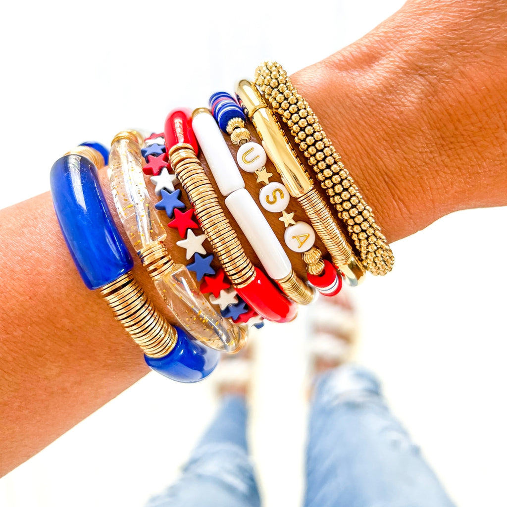 Blue and Gold Tube Bracelet *Final Sale*