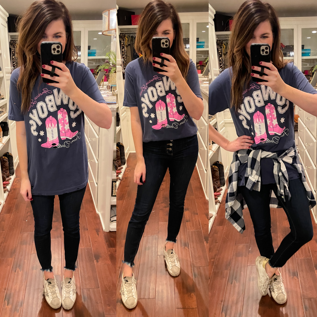 SALE! America Loves Cowboys Distressed Tee *Final Sale*