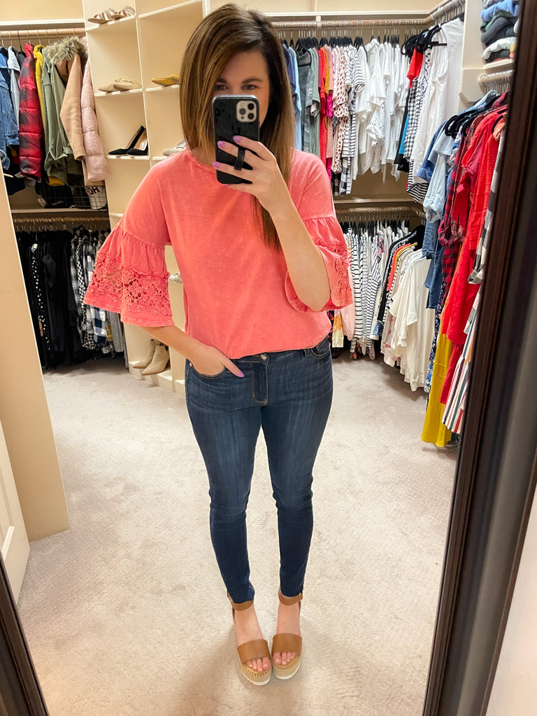 Jana Mineral Washed Top in Strawberry