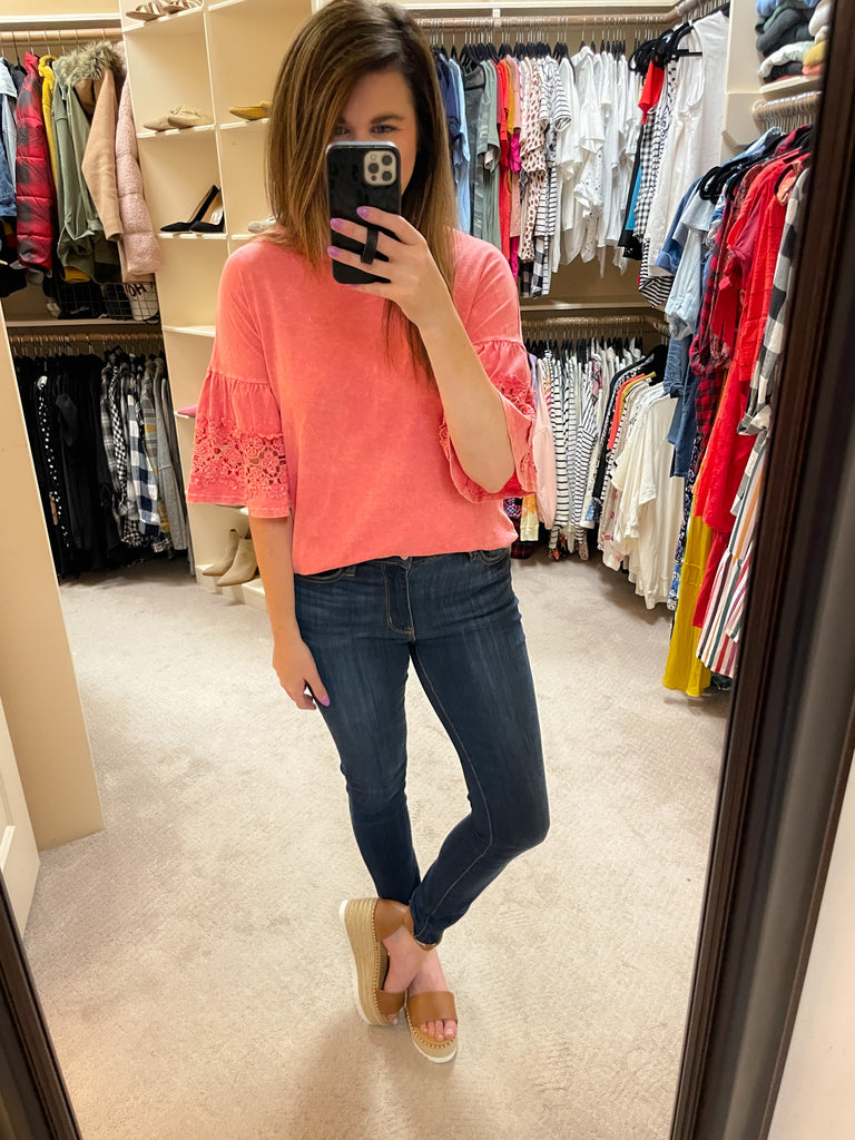 Jana Mineral Washed Top in Strawberry