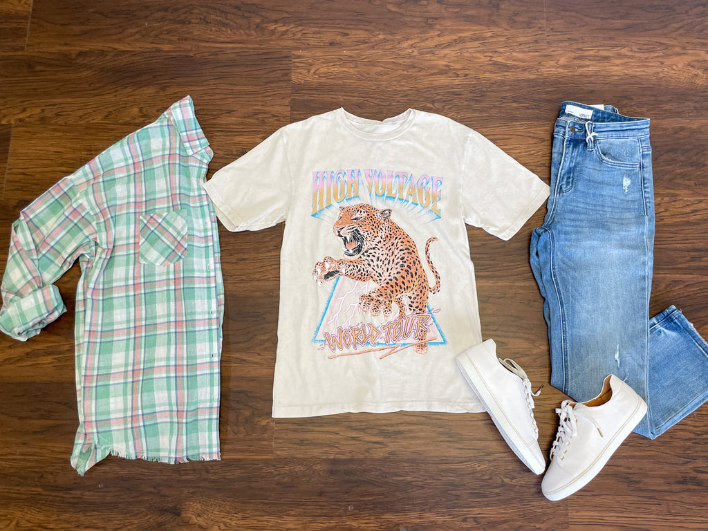 SALE! High Voltage Tour Tee in Off White *Final Sale*