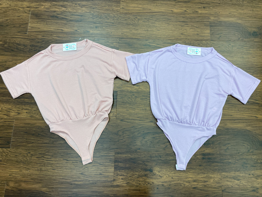 SALE! Lucas Ribbed Bodysuit in Pink and Lilac *Final Sale*