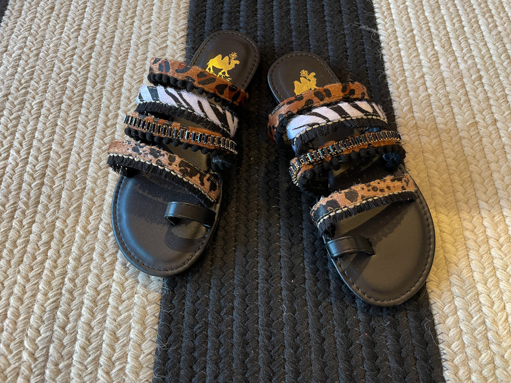 Boho Camel Sandals in Wild